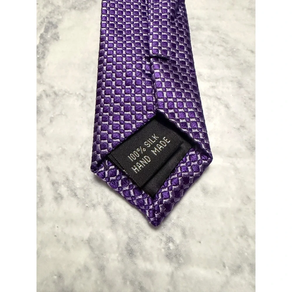 Sigma Alpha Mu Fraternity Purple Logo Geometric Square Pattern Silk Tie Greek